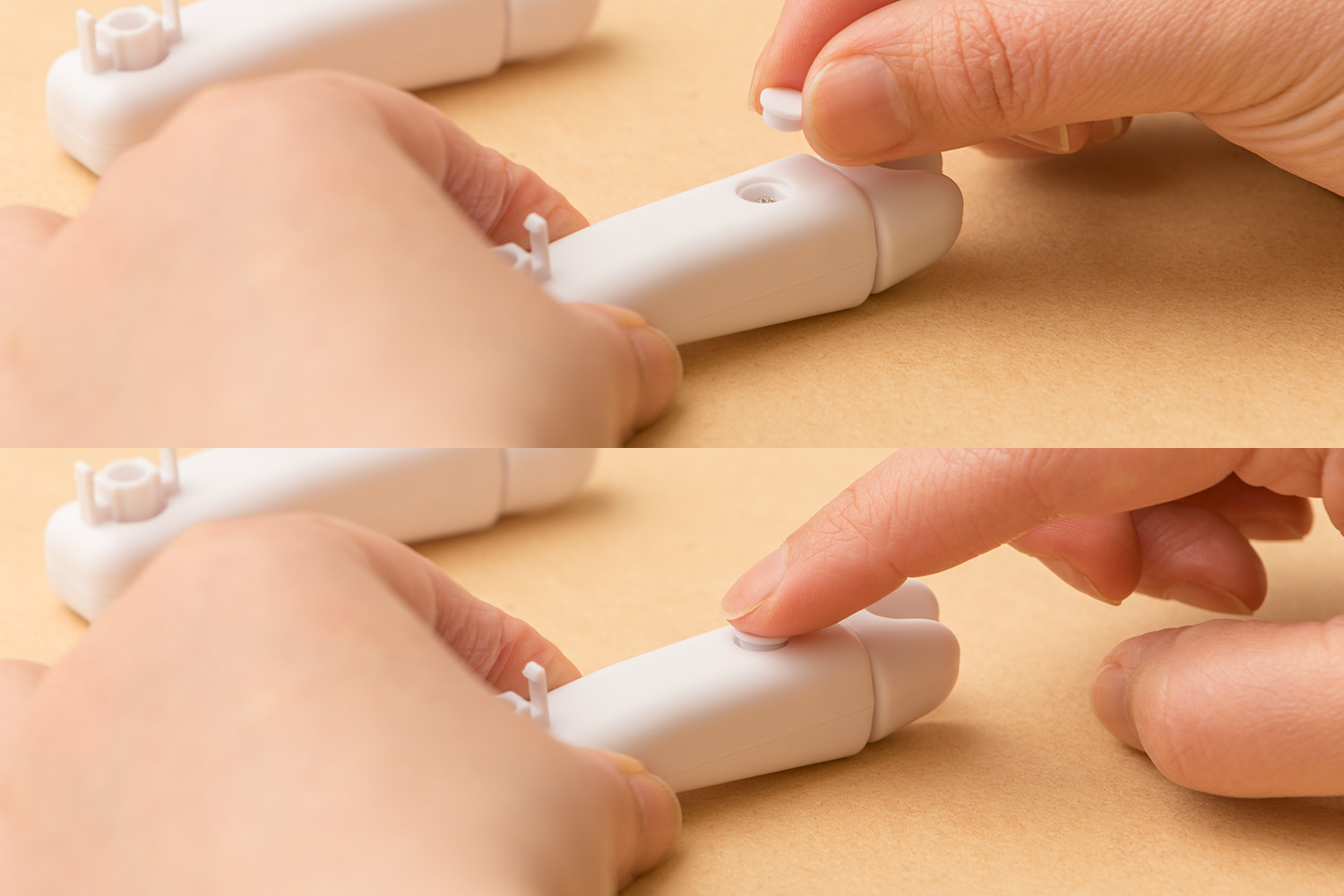 もう片方の腕にも同じようにフタをします。(1/2)